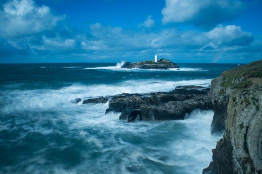 Lighthouse on a Windy Day in Cornwall, near Gwithian