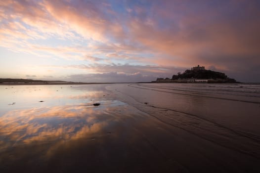 St Michael's Mount in Marazion, Cornwall, at sunrise