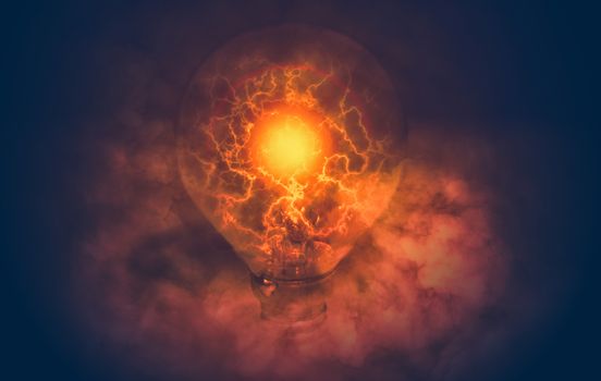 edit of light bulb with electric and smoke