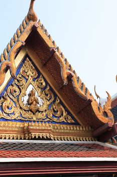 Temple of the Emerald Buddha, Royal Palace in Bangkok, Thailand. Full official name Wat Phra Si Rattana Satsadaram