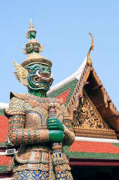 Temple of the Emerald Buddha, Royal Palace in Bangkok, Thailand. Full official name Wat Phra Si Rattana Satsadaram