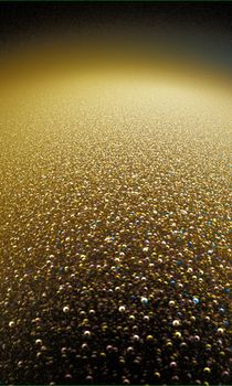 A view above a planet covered in golden jewels.