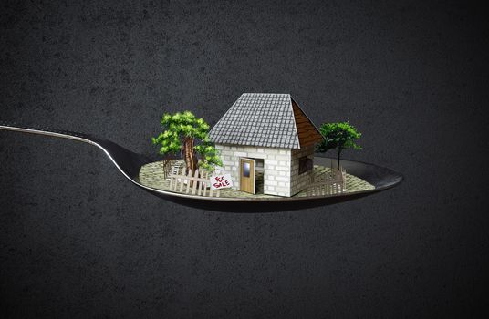 house in spoon real estate business concept photo