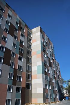 Checkered exterior multistory building, modern architecture