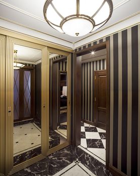 wardrobe room, modern anteroom striped checkered interior