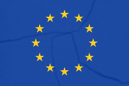 Europe flag, Europe is breaking symbolically