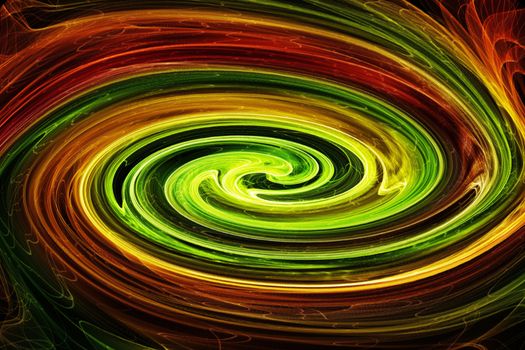 Futuristic abstract neon colored light swirl background with motion blur.