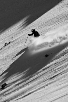 Freerider skiing in the mountains of Siberia