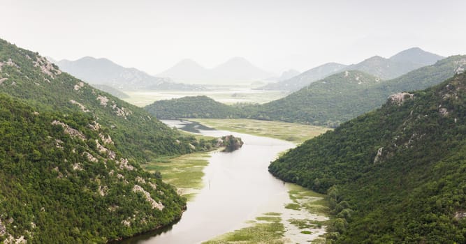 Lake Shkod also called Scutari, Skadar and Shkodra lies on the border of Albania and Montenegro, the largest lake in the Southern Europe