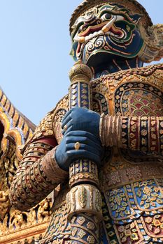 Temple of the Emerald Buddha, Royal Palace in Bangkok, Thailand. Full official name Wat Phra Si Rattana Satsadaram