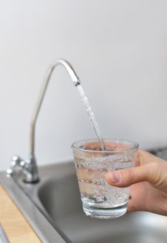 A glass of water from filter tap