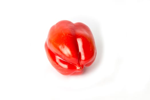 A red bell pepper isolated on white background