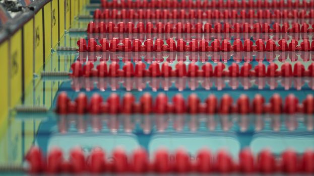 Swimming pool, Starting block, track markers, empty