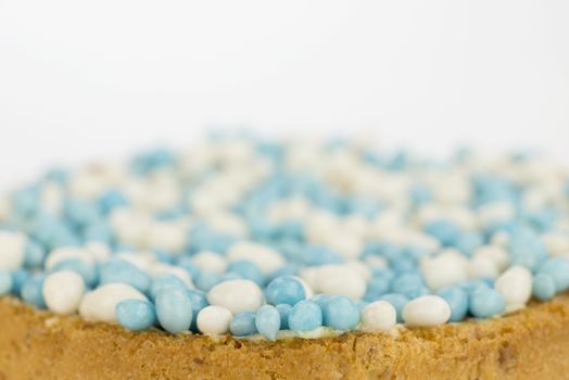 Rusks with blue anise sprinkles is a Dutch tradition related to the celebration of the birth of a boy. Sprinkles are sugared anise seeds that serve as sweet toppings.
