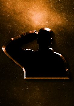 Soldier silhouette illustration with digital generated. High quality image.