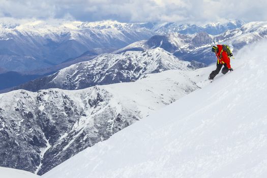 Freeride on slope in Chile mountains, september 2013