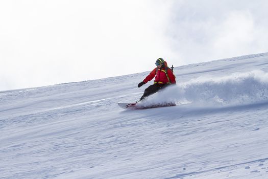 Freeride on slope in Chile mountains, september 2013