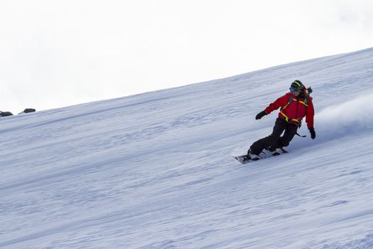 Freeride on slope in Chile mountains, september 2013