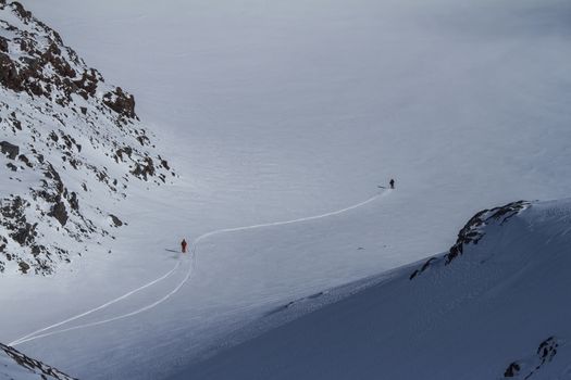 Freeride on slope in Chile mountains, september 2013