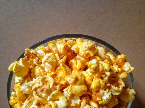 Bowl with popcorn texture background