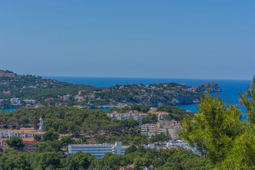 Panorama of the bay Paguera photographed from the mountain in Costa de la Calma.