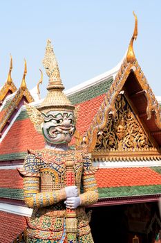 Temple of the Emerald Buddha, Royal Palace in Bangkok, Thailand. Full official name Wat Phra Si Rattana Satsadaram