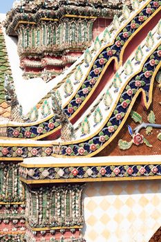 Temple of the Emerald Buddha, Royal Palace in Bangkok, Thailand. Full official name Wat Phra Si Rattana Satsadaram