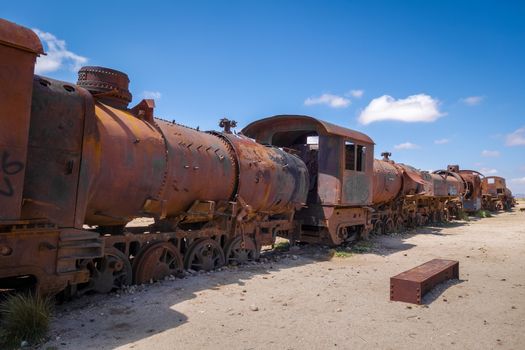 Train cemetery in Uyuni, Bolivia, south america