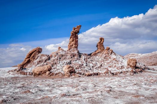 Las tres Marias rocks in Valle de la Luna in San Pedro de Atacama, Chile