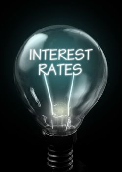 Interest rates lit up inside a light bulb 