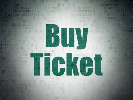 Tourism concept: Painted green word Buy Ticket on Digital Data Paper background