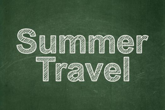 Tourism concept: text Summer Travel on Green chalkboard background