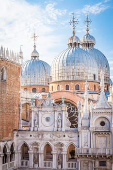 Unusual view on the roof of San Marco church from Palazzo Ducale balcony.