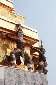 Temple of the Emerald Buddha, Royal Palace in Bangkok, Thailand. Full official name Wat Phra Si Rattana Satsadaram