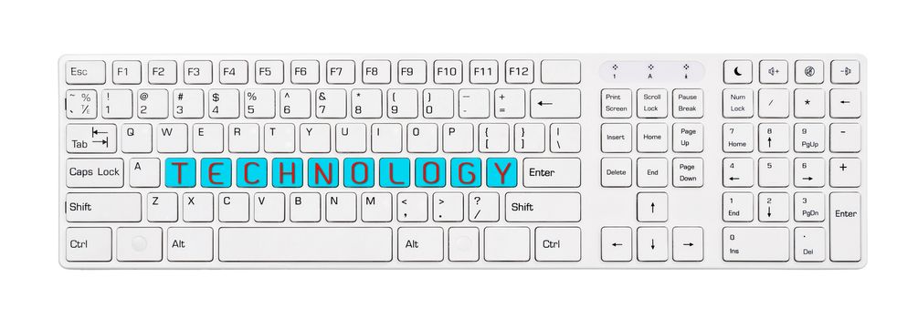 Computer keyboard with word Technology on button.