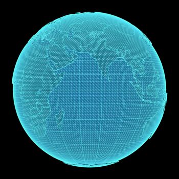 Earth hologram on black background. 3d illustration