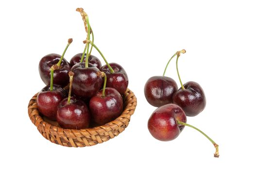 cherries isolated on white background. objects with clipping paths