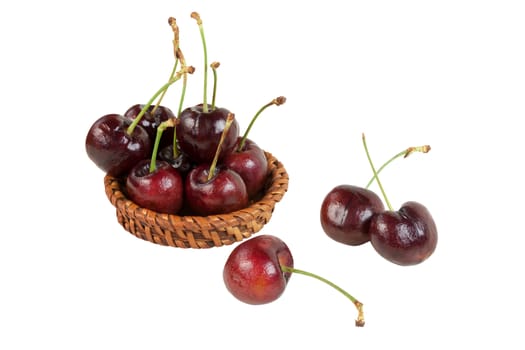 cherries isolated on white background. objects with clipping paths