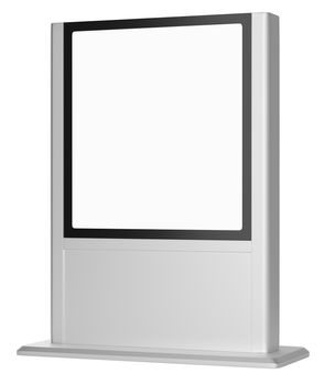 Vertical blank template outdoor lightbox. Isolated on white. 3D Illustration