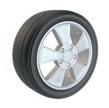 Rubber tire. Isolated on white background. 3D Illustration