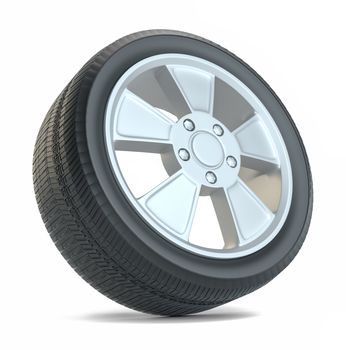 Rubber tire. Isolated on white background. 3D Illustration