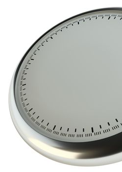 Clock face without numbers and arrows. Isolated 3D rendering on white background. Empty place for your content
