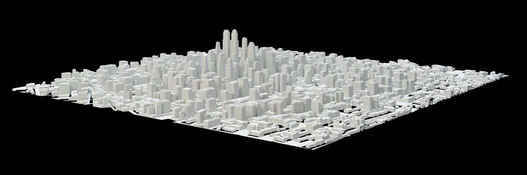 White City Buildings, Aerial View. 3D Illustration