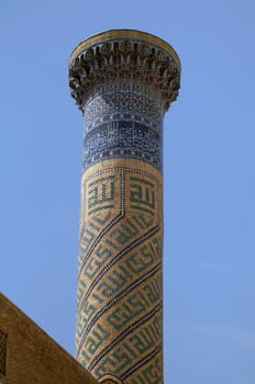 Minaret of Gur e Amir mausoleum, Samarkand, Uzbekistan