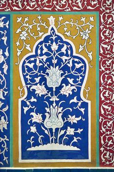 Old Eastern mosaic on the wall of a mosque, Uzbekistan