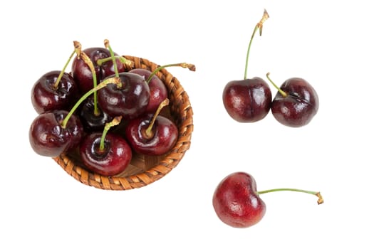 cherries isolated on white background. objects with clipping paths