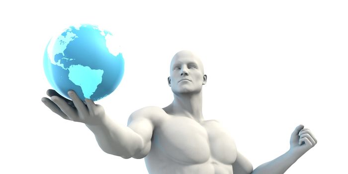 Businessman Working With Global Technology as Concept