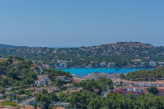 Panorama of the bay Paguera photographed from the mountain in Costa de la Calma.