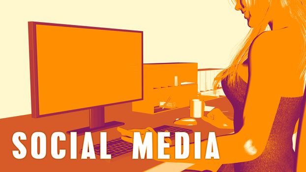  Social media Concept Course with Woman Looking at Computer