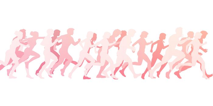 Marathon Run as an Illustration Concept Background on White